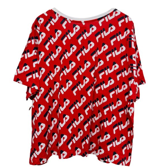 FILA Tennis Top Plus Size 3X Logo Tee Short Sleeve Red Logo Crop Womens NWT - Picture 7 of 10